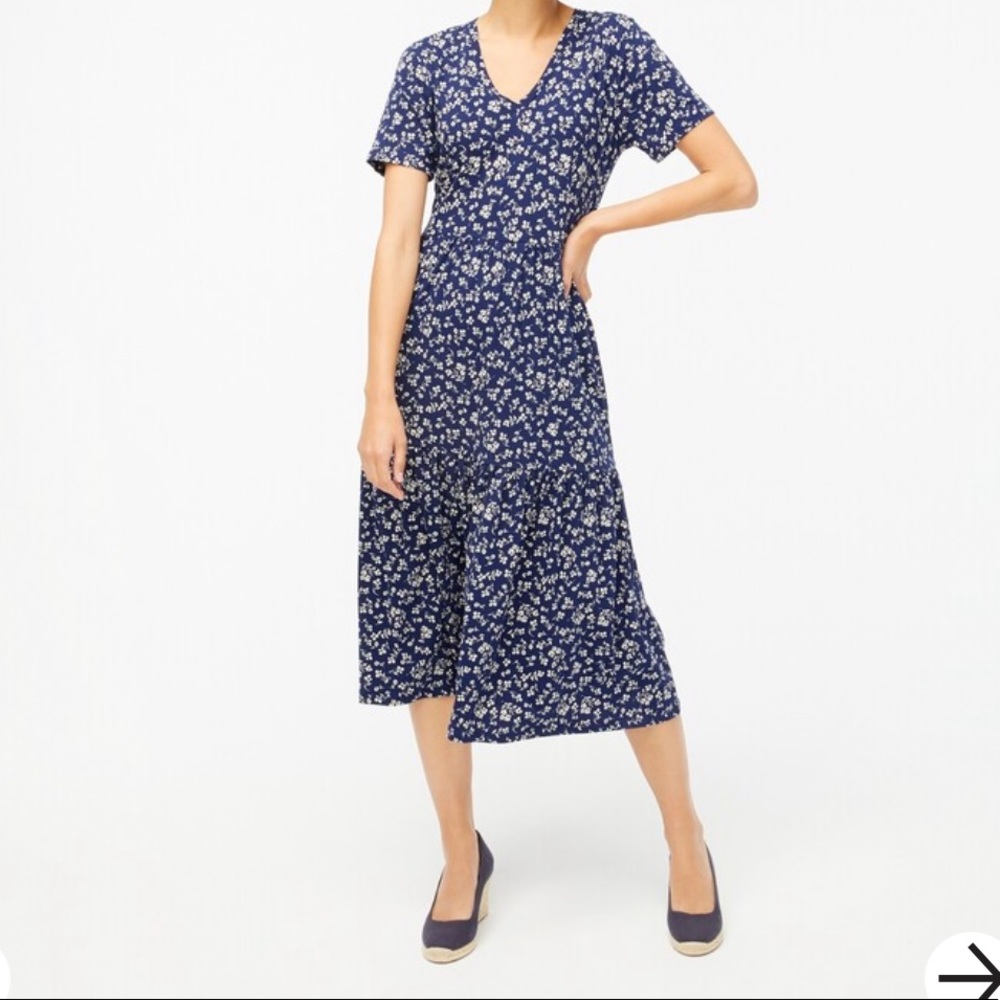 JCrew Tiered V-neck midi dress